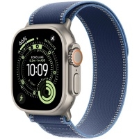 Apple Watch Ultra 3 (2025) 49mm Natural Titanium Case with Blue/Bright Blue Trail Loop M/L, MEWU4>
