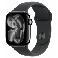 Apple Watch Series 11 2025 46mm Jet Black Aluminium Case with Black Sport Band M/L, MEUX4>