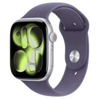 Apple Watch Series 11 2025 46mm Silver Aluminium Case with Purple Fog Sport Band S/M, MEV94>