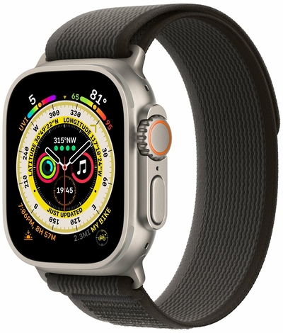 Умные часы Apple Watch Ultra 49 мм Titanium Case, титановый/черно-серый Trail Loop M/L (нейлон) (MQEQ3) (MQFX3)