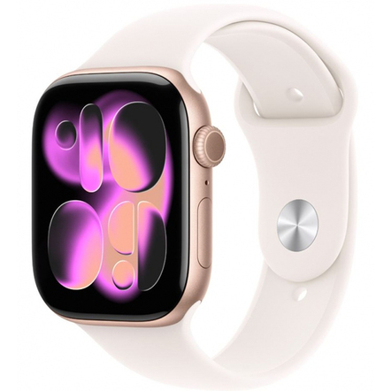 Apple Watch Series 11 2025 42mm Rose Gold Aluminium Case with Light Blush Sport Band S/M, MEU04