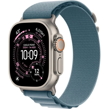 Apple Watch Ultra 3 (2025) 49mm Natural Titanium Case with Light Blue Alpine Loop M, MEWM4