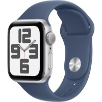 Умные часы Watch SE 2024 GPS 40mm Silver Aluminum Case with Denim Sport Band S/M, MXEC3>