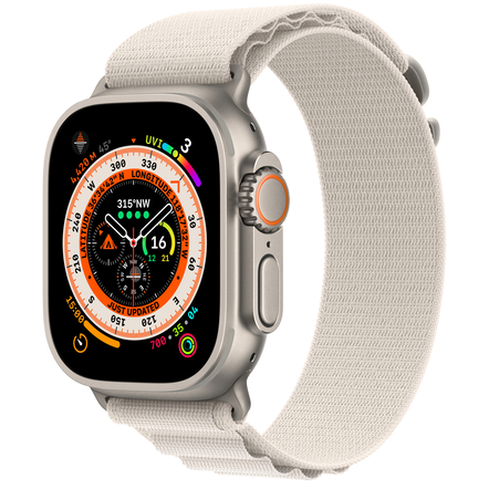 Умные часы Apple Watch Ultra 49 мм Titanium Case, титановый/звездный Alpine Loop (текстиль) M (145-190) (MQE63) (MQFR3)