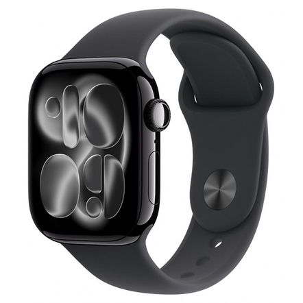 Apple Watch Series 11 2025 42mm Jet Black Aluminium Case with Black Sport Band M/L, MEQU4