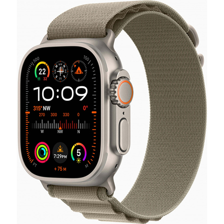 Apple Watch Ultra 2 GPS + Cellular 49mm Titanium Case with Olive Alpine Loop L, MRFK3