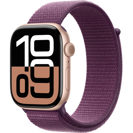 Умные часы Apple Watch Series 10 46mm, Rose Gold Aluminum Case with Plum Sport Loop MWWV3