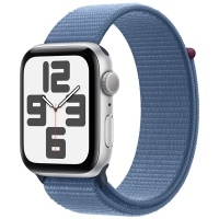 Умные часы Apple Watch SE 2023 44mm Silver Aluminum Case with Ice Blue Sport Loop, MREF3>