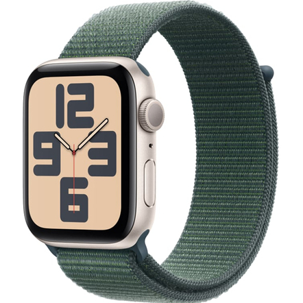 Умные часы Apple Watch SE 2024 GPS 44mm Starlight Aluminum Case with Lake Green Sport Loop, MXEW3