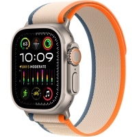 Apple Watch Ultra 2 GPS + Cellular 49mm Titanium Case with Orange/Beige Trail Loop S/M, MRF13>