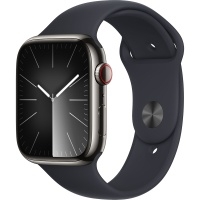 Apple Watch Series 9 41mm Graphite Stainless Steel with Midnight Sport Band, M/L (MRM43)>
