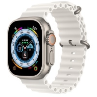 Умные часы Apple Watch Ultra 49 мм Titanium Case, титановый/белый Ocean Band (эластомер) (120-200) (MQE93) (MNHF3)>
