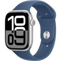 Умные часы Apple Watch Series 10 46mm, Silver Aluminum Case with Blue Denim Sport Band (M/L) MWWM3>