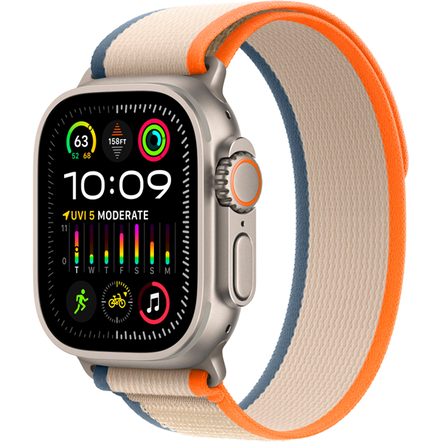Apple Watch Ultra 2 GPS + Cellular 49mm Titanium Case with Orange/Beige Trail Loop S/M, MRF13