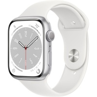 Умные часы Apple Watch Series 8 GPS 45mm Silver Aluminium Case with White Sport Band M/L, MP6Q3>